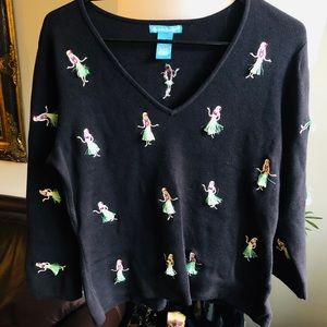 Alexandra Bartlett Hula Girls Black Sweater